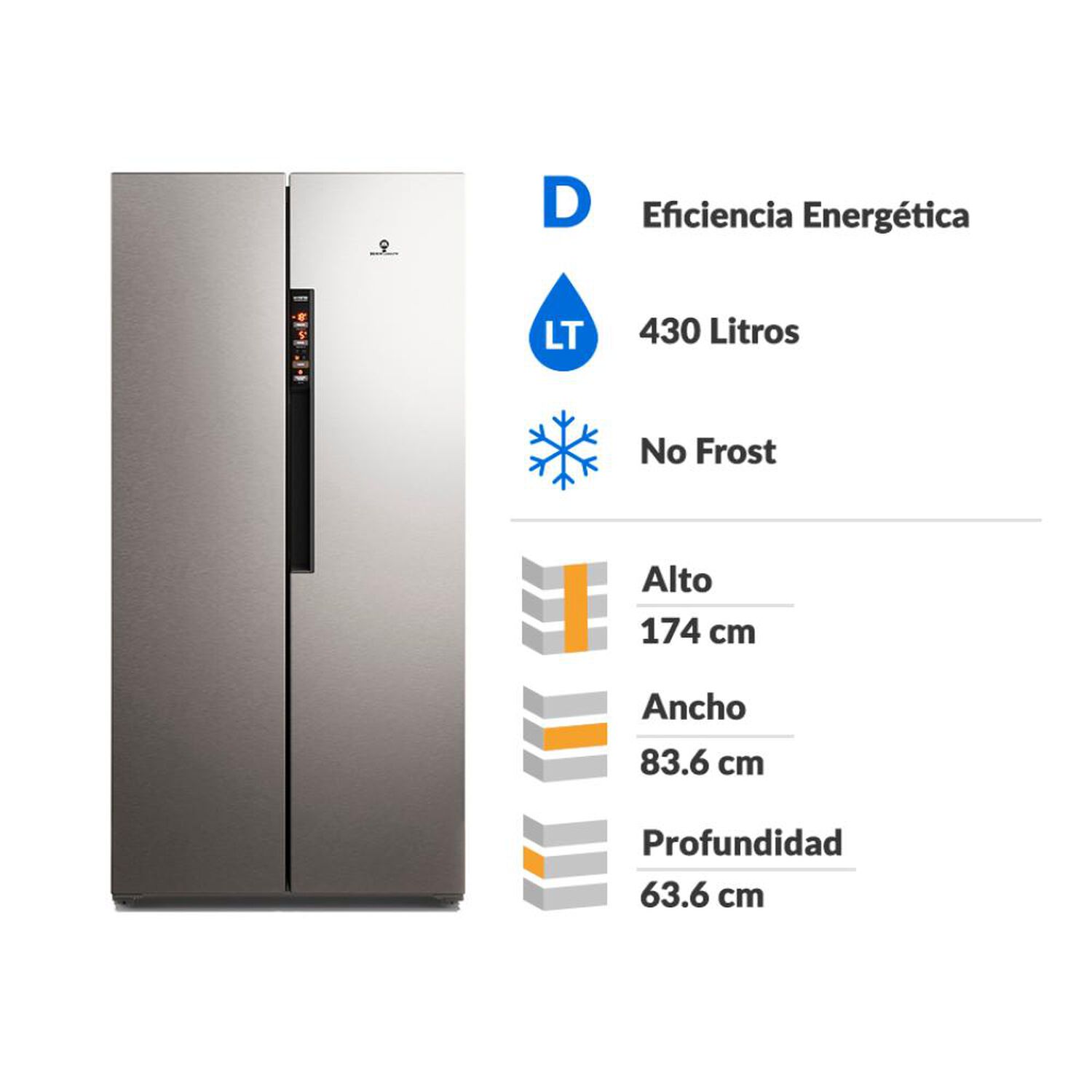 Refrigerador Side By Side Mademsa Mas430 / No Frost / 430 Litros / D image number 1.0